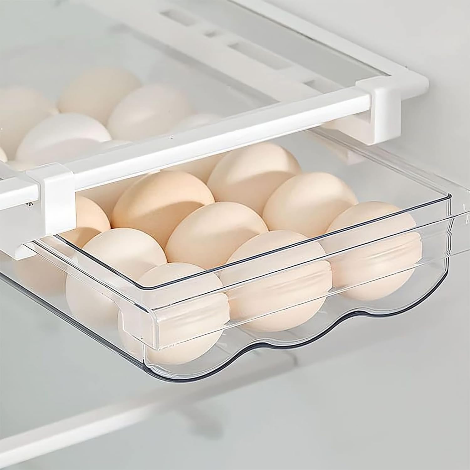 House of Quirk Egg Drawer for Refrigerator, Snap-on 18 Egg Holder for Refrige, Pull-Out Egg Shelf Drawers, Fit for Fridge Shelf Under (Transparent) House of Quirk Egg Drawer for Refrigerator, Snap-on 18 Egg Holder for Refrige, Pull-Out Egg Shelf Drawers, Fit for Fridge Shelf Under (Transparent)
