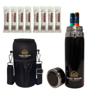 Insulin Cooling Bottle Travel Case for Diabetics | 24+ Hours Cooling | Insulin Travel Case | Insulin Travel Cooler | 4 + 4 Ice Gel Packs Included | Fits Insulin Pens up to 7.2 Inch (Black)