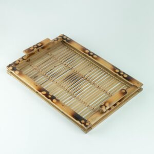 Junsu Craft Handmade Bamboo Wooden Serving Tray | Eco-Friendly Breakfast in Bed & Snack Tray | Multipurpose Rustic Tray for Kitchen, Home Décor & Gifting (16 × 9 Inch)