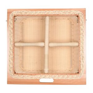 KYNE Round PVC Wicker Basket with Double Partition for Modular Kitchen, Stylish & Durable Storage Organizer for Cabinets & Drawers(22.25 W X 20 L X 8 H Inch, Beige)