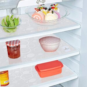 Kuber Industries Geometric Circle Design Reversible Fridge/Drawer Mats|Water Proof PVC Material|Ranctangular Shape & Non Slip| Size 48 x 33 cm, Pack of 3, White, Polyvinyl Chloride