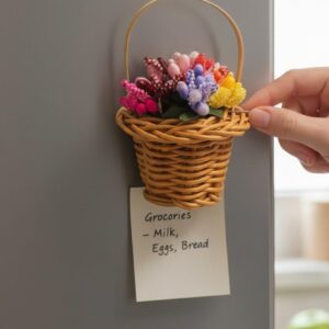 Miniature Basket Flower Fridge Magnet for Refrigerator | Cute & Stylish Kitchen Decor Magnet | Decorative Refrigerator Accessories