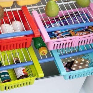 Plastic Refrigerator Storage Organizer Set – Fridge Tray, Drawer & Slide Rack | Space Saving Kitchen Food Container & Shelf Organizer for Home Use pack of 2