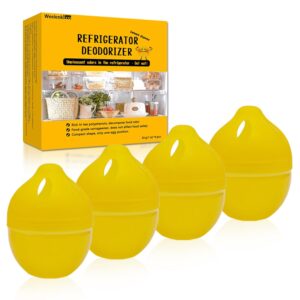 Refrigerator Deodorizer, Fridge Deodorizer More Effective Than Baking Soda, Refrigerator Odor Absorber for Refrigerator Freezer and Freezer Compartments, Natural Gel，(4 Pcs/Lemon Flavor)