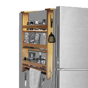 SOLVD-IN-BOX Fridge Side Shelf Rack Fridge Storage Rack Organizer 3 Layers Multipurpose Kitchen Magnetic Hanging Shelves Refrigerator Broadside Storage Spice Bottle Rack with Tissue Roll Dispenser