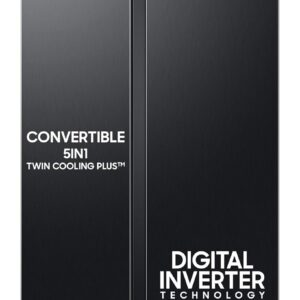 Samsung 644L Convertible 5-in-1 Side by Side with Wifi, SmartThings & AI (RS76CG8133B1HL, Black DOI)
