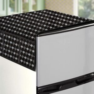 Stylista Dust & Stain Free Waterproof Fridge/Refrigerator Top Cover 39×22 Inches (LxW) with 6 Pockets Floral Pattern Black