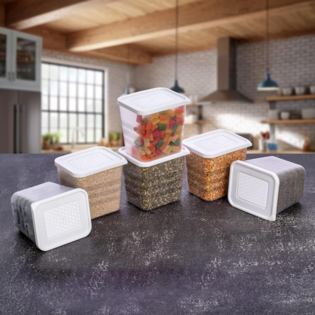 TruFresh Set of 6 Fridge Storage Boxes with Lid for Side Door Freezer Organizer Stackable BPA Free Transparent Containers for Fruits Vegetables Snacks Pantry Made in India TruFresh Set of 6 Fridge Storage Boxes with Lid for Side Door Freezer Organizer Stackable BPA Free Transparent Containers for Fruits Vegetables Snacks Pantry Made in India