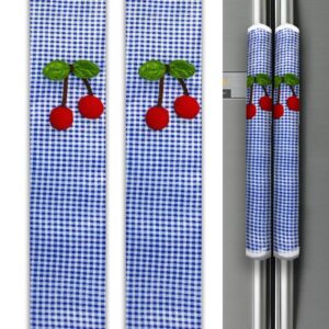 Unique Multipurpose 11″x6″ Cotton 3 Layer Handle Cover for Fridge, Microwave, Oven, Door –Soft & Washable Handle Protector for Single/Double Door Suitable for All Brands–Blue Pack of 2