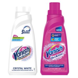 Vanish Crystal White 800 Ml+800 Ml, Add-On Liquid All In One Detergent Booster Stain Remover For Clothes Whites Like New Suitable With All Washing Detergent Powders And Liquids, 1 Count